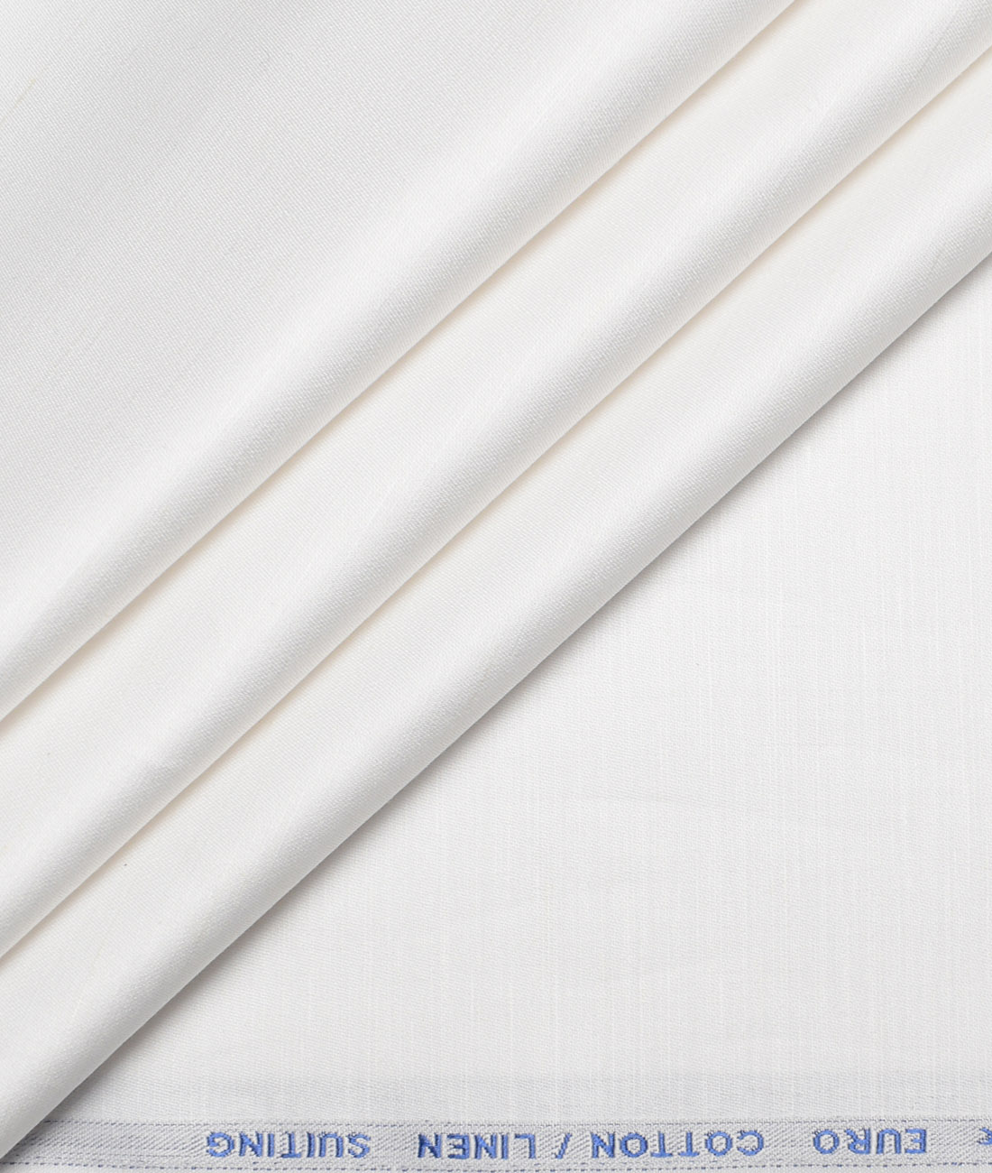 LSSOLTR156WHITESOLIDCHM01260NOV Solino Solids European Cotton Linen Stretchable Trouser or Chinos Fabric (White) - Image 1