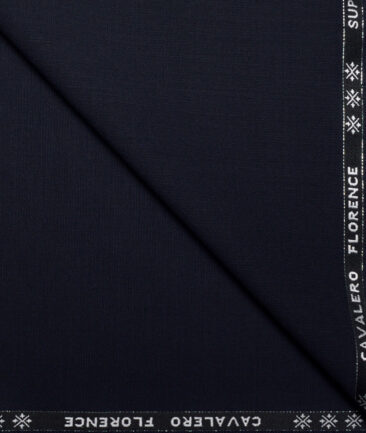 Cavalero Italy Men's 70% Wool Super 150's Solids  Unstitched Suiting Fabric (Dark Navy Blue)