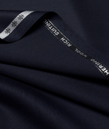 Cavalero Italy Men's 70% Wool Super 150's Solids  Unstitched Suiting Fabric (Dark Navy Blue) - Image 3