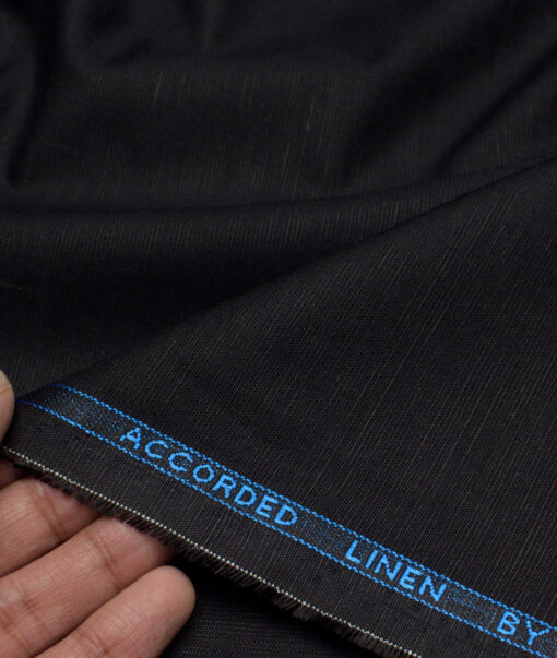 Cadini Italy  Cotton Linen Solids Shirting Fabric (Black)