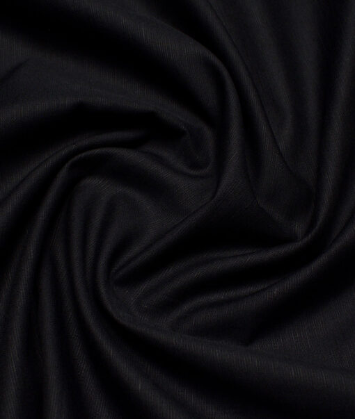 Cadini Italy  Cotton Linen Solids Shirting Fabric (Black)