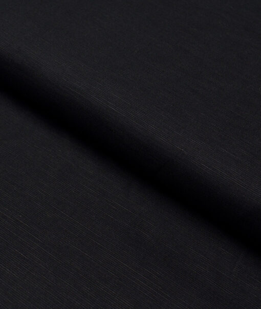 Cadini Italy  Cotton Linen Solids Shirting Fabric (Black)