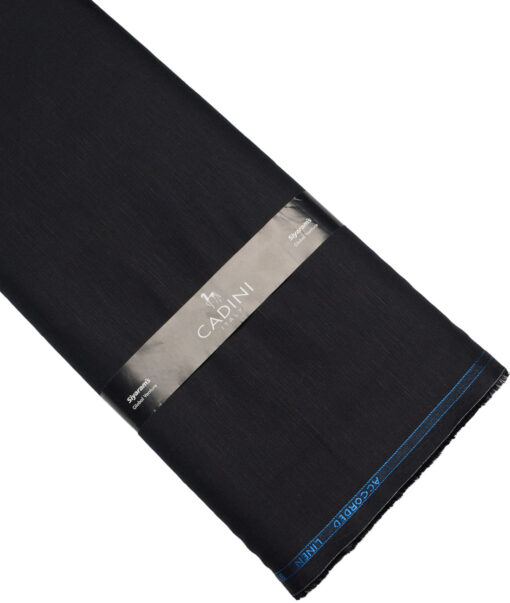 Cadini Italy  Cotton Linen Solids Shirting Fabric (Black)