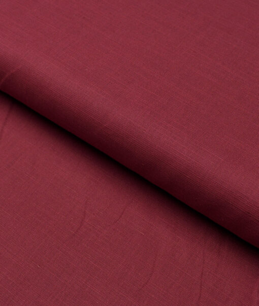 Cadini Italy  Cotton Linen Solids Shirting Fabric (Maroon)