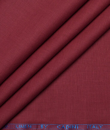 Cadini Italy  Cotton Linen Solids Shirting Fabric (Maroon)