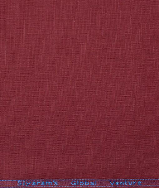 Cadini Italy  Cotton Linen Solids Shirting Fabric (Maroon)
