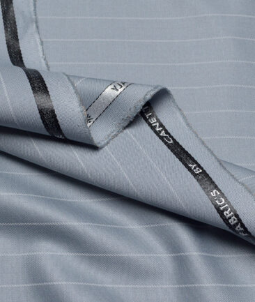 Canetti Italy Striped Terry Rayon Unstitched Stretchable Suiting Fabric (Greyish Blue) - Image 3