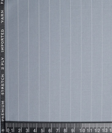 Canetti Italy Striped Terry Rayon Unstitched Stretchable Suiting Fabric (Greyish Blue) - Image 4