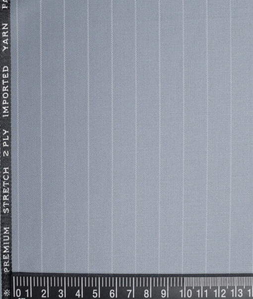 Canetti Italy Striped Terry Rayon Unstitched Stretchable Suiting Fabric (Greyish Blue) - Image 4