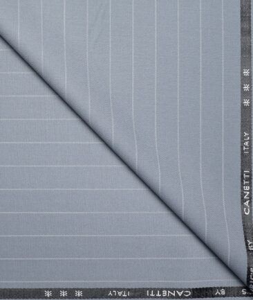 Canetti Italy Striped Terry Rayon Unstitched Stretchable Suiting Fabric (Greyish Blue)