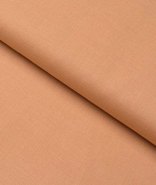 Cavallo by Linen Club  Cotton Linen Solids Shirting Fabric (Apricot Orange)