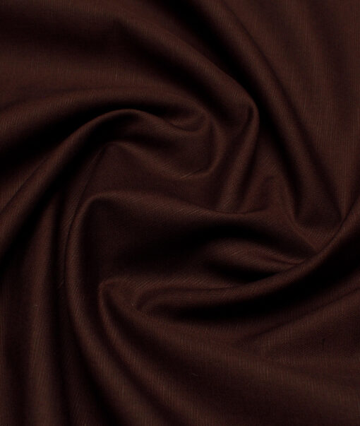 Cavallo by Linen Club  Cotton Linen Solids Shirting Fabric (Dark Chocolate Brown)