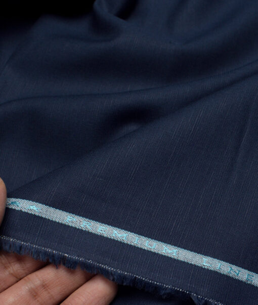 Cavallo by Linen Club  Cotton Linen Solids Shirting Fabric (Dark Navy Blue)