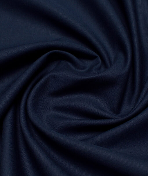 Cavallo by Linen Club  Cotton Linen Solids Shirting Fabric (Dark Navy Blue)