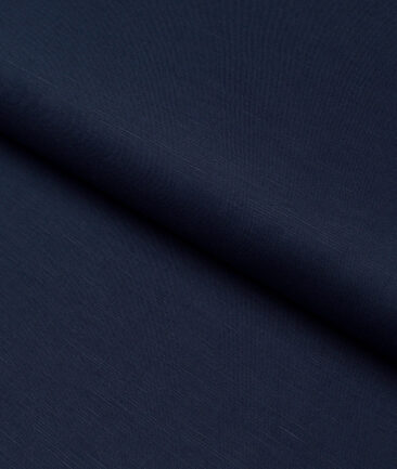 Cavallo by Linen Club  Cotton Linen Solids Shirting Fabric (Dark Navy Blue)