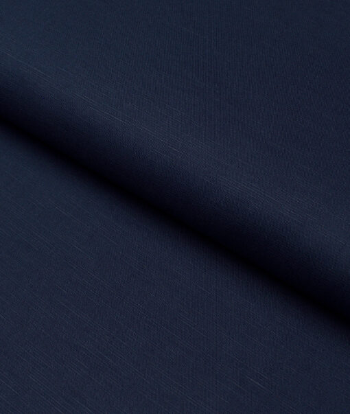 Cavallo by Linen Club  Cotton Linen Solids Shirting Fabric (Dark Navy Blue)