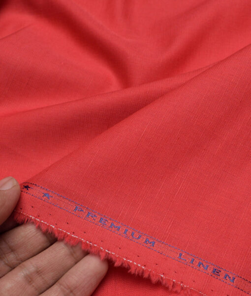 Cavallo by Linen Club  Cotton Linen Solids Shirting Fabric (Red)