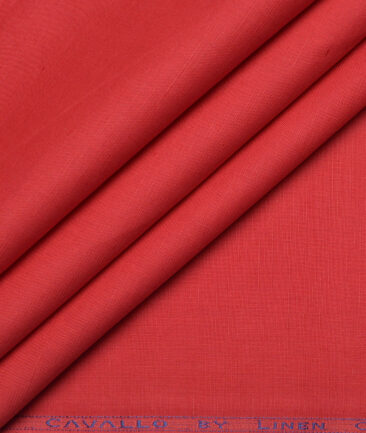 Cavallo by Linen Club  Cotton Linen Solids Shirting Fabric (Red)