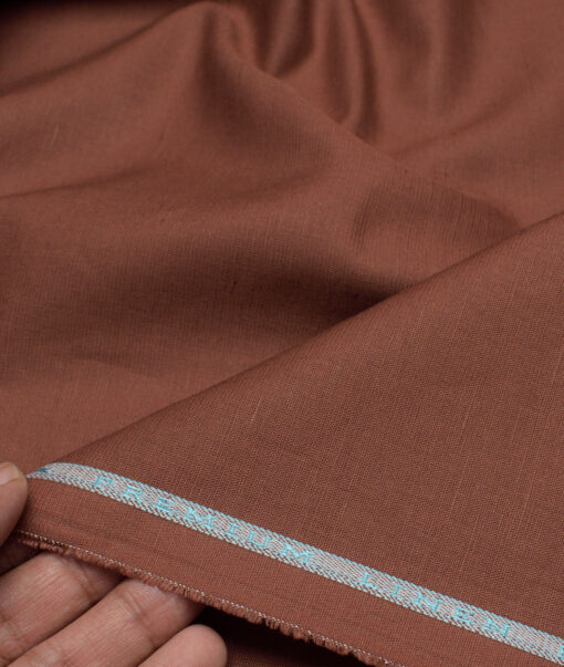 Cavallo by Linen Club  Cotton Linen Solids Shirting Fabric (Walnut Brown)