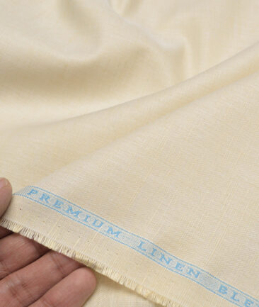 Cavallo by Linen Club  Cotton Linen Solids Shirting Fabric (Cream)