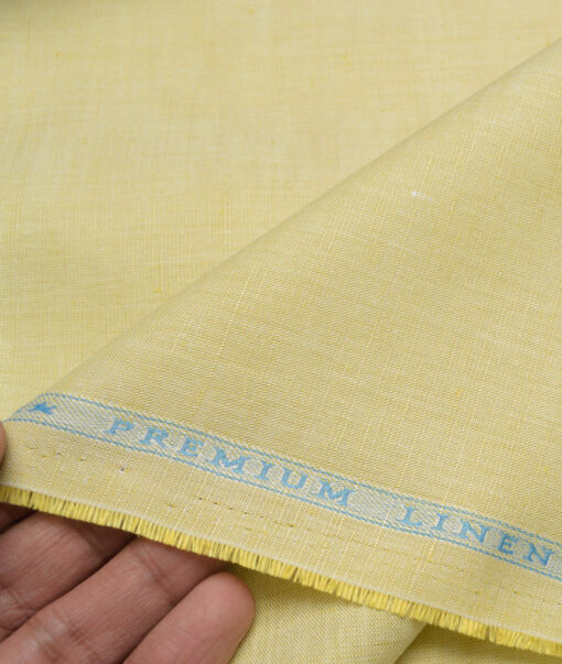 Cavallo by Linen Club  Cotton Linen Solids Shirting Fabric (Lemon Yellow)