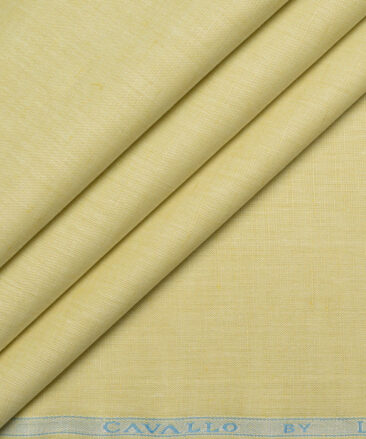 Cavallo by Linen Club  Cotton Linen Solids Shirting Fabric (Lemon Yellow)