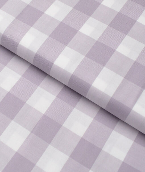 Luthai  Giza Cotton Checks Shirting Fabric (White & Purple)