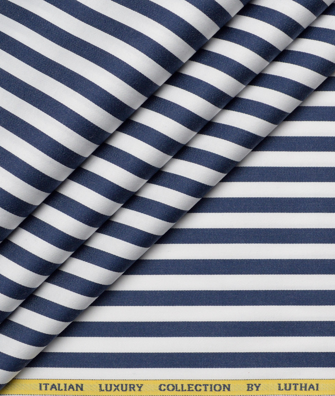 Luthai Supima Cotton Striped Shirting Fabric (White & Dark Royal Blue) Luthai Supima Cotton Striped Shirting Fabric (White & Dark Royal Blue)
