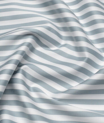 Luthai  Supima Cotton Striped Shirting Fabric (White & Grey)