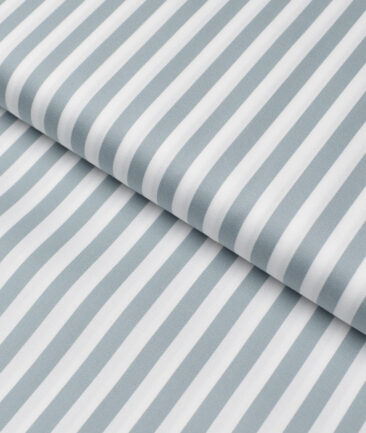 Luthai  Supima Cotton Striped Shirting Fabric (White & Grey)