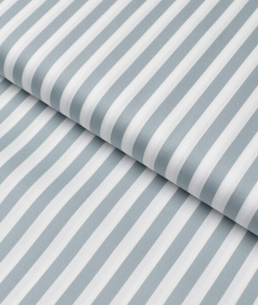 Luthai  Supima Cotton Striped Shirting Fabric (White & Grey)