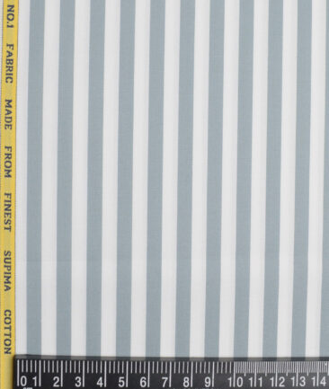Luthai  Supima Cotton Striped Shirting Fabric (White & Grey)