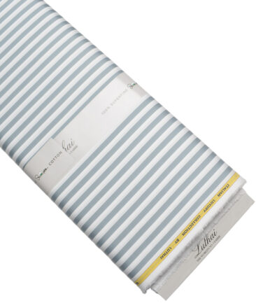 Luthai  Supima Cotton Striped Shirting Fabric (White & Grey)