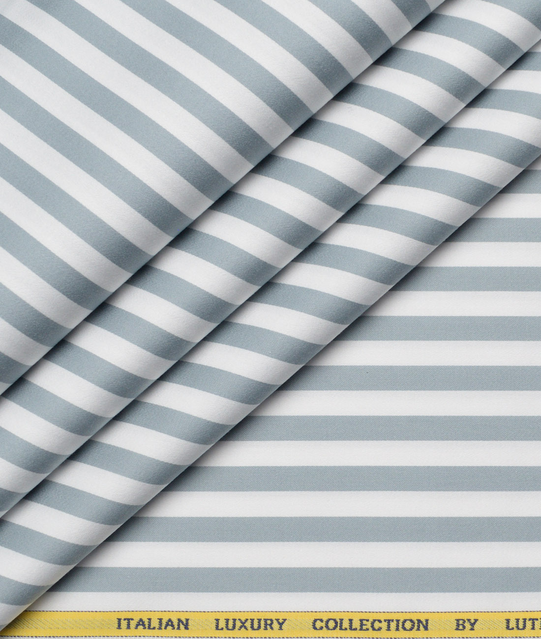 Luthai Supima Cotton Striped Shirting Fabric (White & Grey) Luthai Supima Cotton Striped Shirting Fabric (White & Grey)