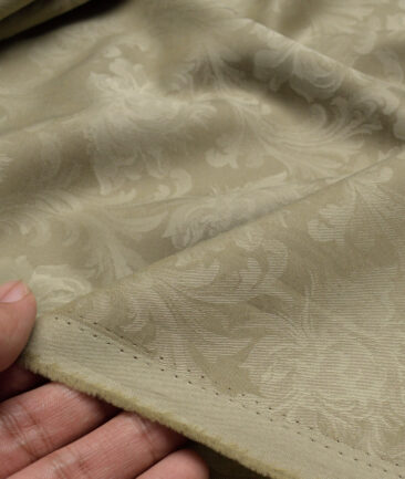 Luthai  Supima Cotton Self Design Shirting Fabric (Pale Olive Green)