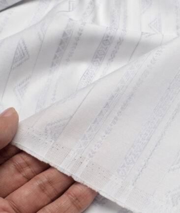 Luthai  Supima Cotton Self Design Shirting Fabric (White & Grey)