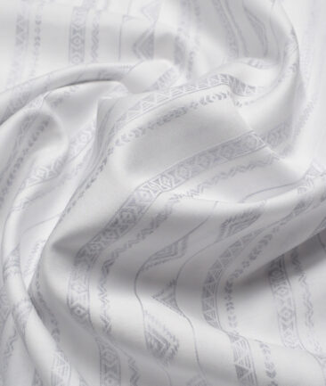 Luthai  Supima Cotton Self Design Shirting Fabric (White & Grey)