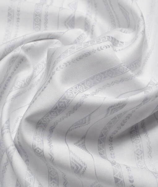 Luthai  Supima Cotton Self Design Shirting Fabric (White & Grey)