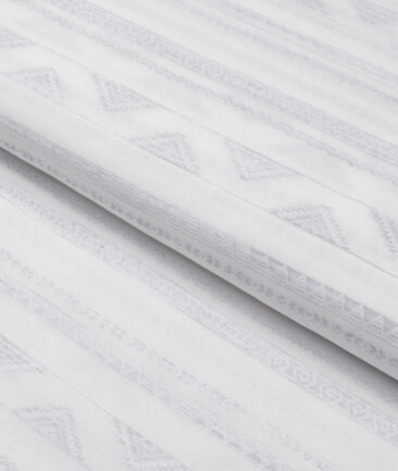 Luthai  Supima Cotton Self Design Shirting Fabric (White & Grey)