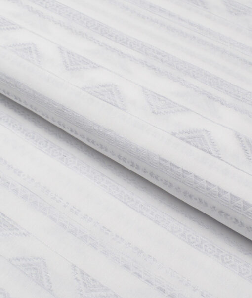Luthai  Supima Cotton Self Design Shirting Fabric (White & Grey)