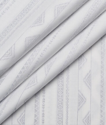 Luthai  Supima Cotton Self Design Shirting Fabric (White & Grey)