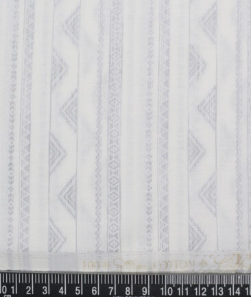 Luthai  Supima Cotton Self Design Shirting Fabric (White & Grey)
