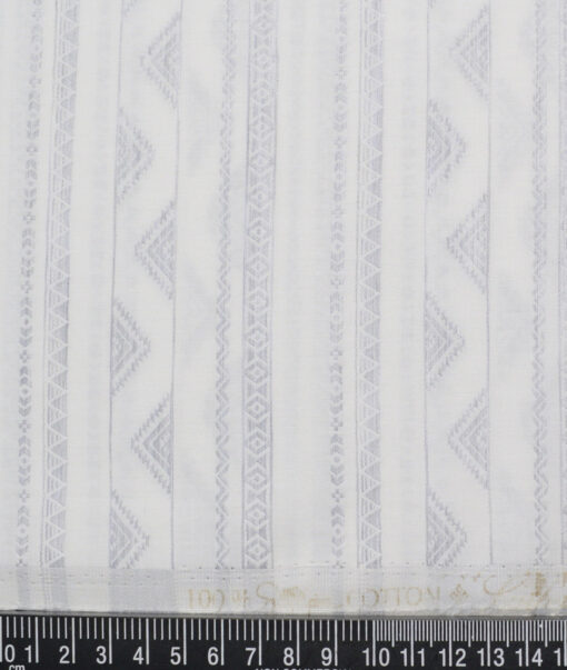 Luthai  Supima Cotton Self Design Shirting Fabric (White & Grey)