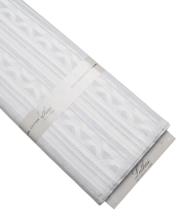 Luthai  Supima Cotton Self Design Shirting Fabric (White & Grey)