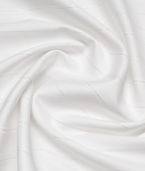 Reid & Taylor  Giza Cotton Striped Shirting Fabric (White)