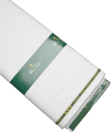 Reid & Taylor  Giza Cotton Striped Shirting Fabric (White)