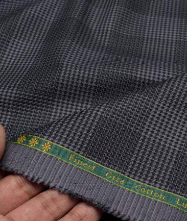 Reid & Taylor  Giza Cotton Checks Shirting Fabric (Grey & Black)