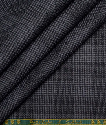 Reid & Taylor  Giza Cotton Checks Shirting Fabric (Grey & Black)