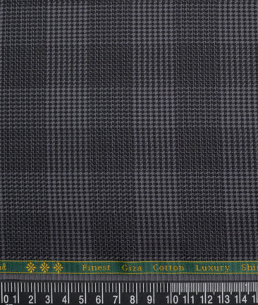 Reid & Taylor  Giza Cotton Checks Shirting Fabric (Grey & Black)