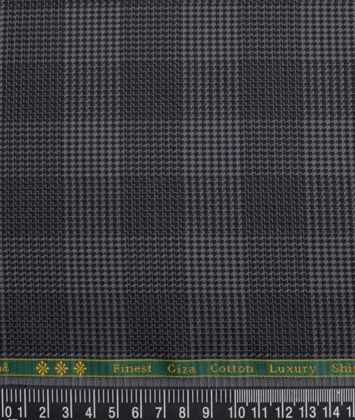 Reid & Taylor  Giza Cotton Checks Shirting Fabric (Grey & Black)